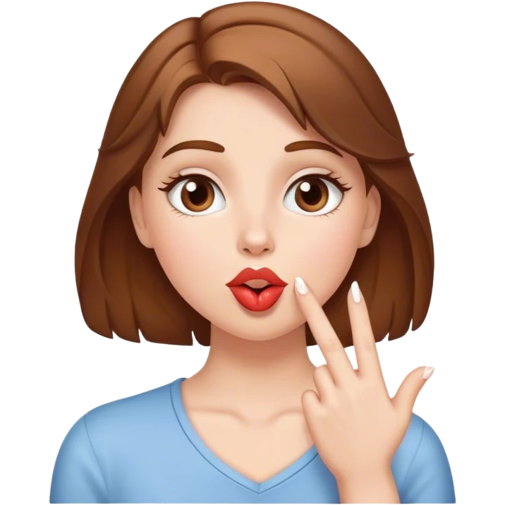 Brown haired white girl blowing kisses emoji