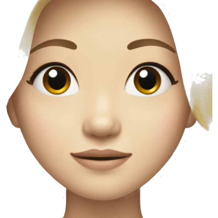 blonde long hair, white skin color asian woman, from shoulders, make one emoji, make her face small emoji