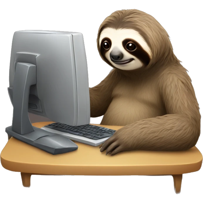 The sloth at the computer emoji