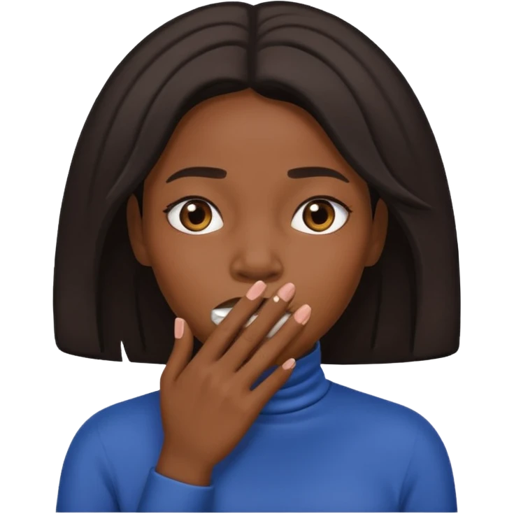 Black woman hiding her mouth  emoji
