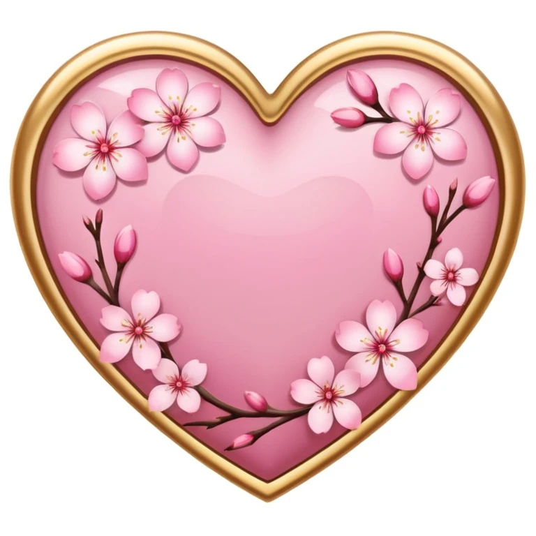 heart with sakura and gold accents emoji