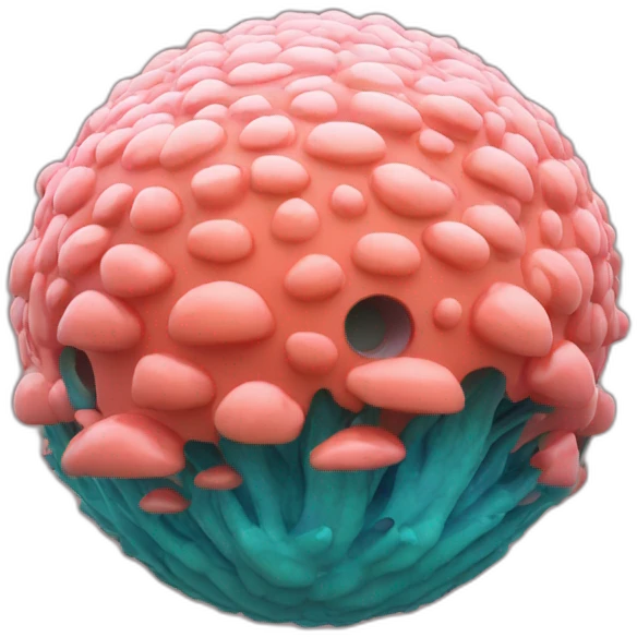 3d sphere with a cartoon Tropical coral skin texture emoji