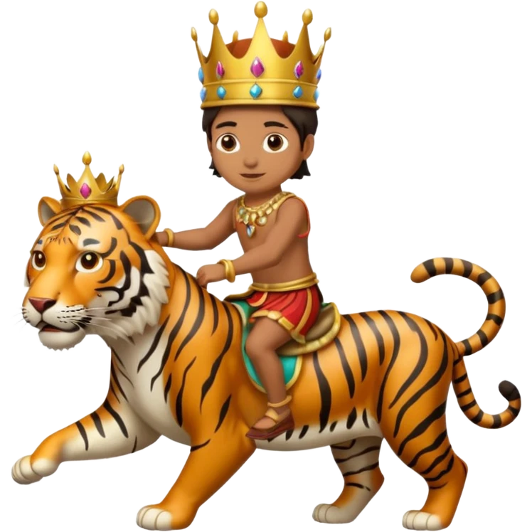 Ayyapan on tiger just sitting without any properties. Having crown  emoji