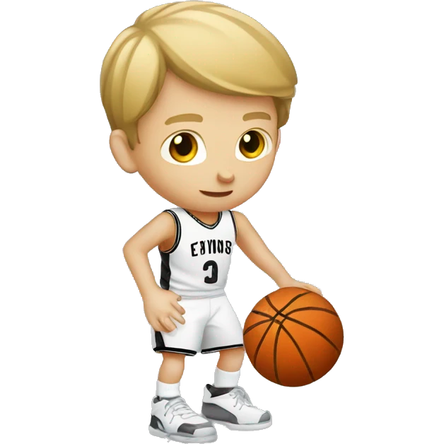 white kid dribbling a basketball emoji