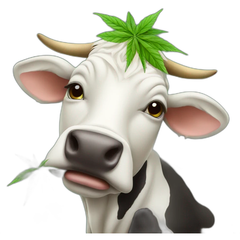 Cow eating weed emoji