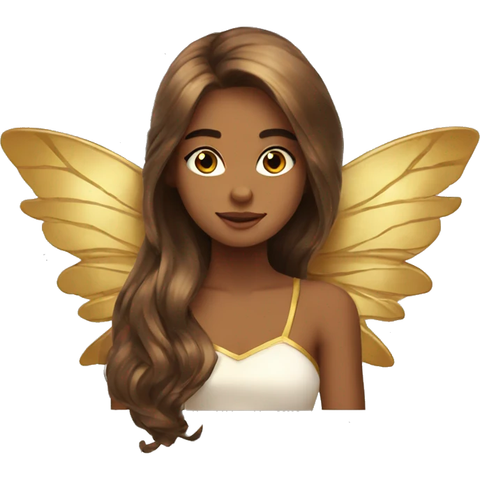 big wings, Beautiful, fairy, gold, brown, long hair emoji