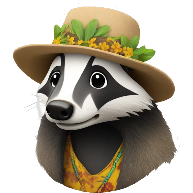 badger dressed like hippy emoji