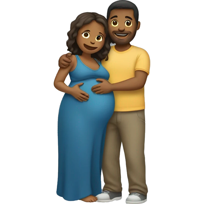 Pregnant woman hugging man emoji