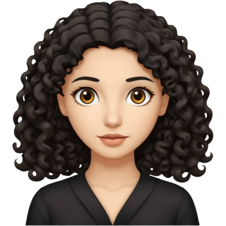 Arab woman with curly black hair and white girl with wavy light brown shoulder-length hair and slightly sloping brown eyes emoji