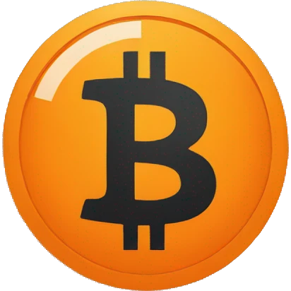 orange bitcoin logo, flat design emoji