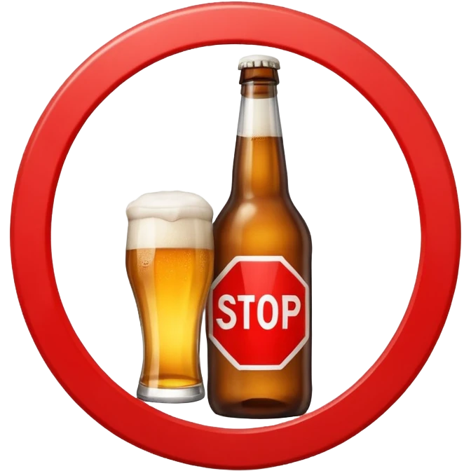 stop sign with beer or alcohol bottle behind it emoji
