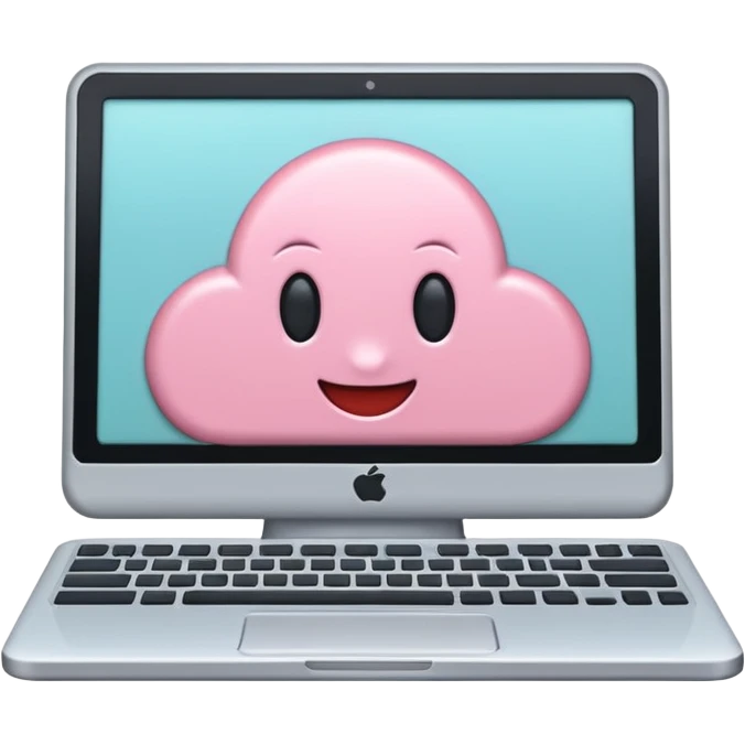 Create a cute, small 3D sticker in a realistic digital illustration style, with soft textures and pastel colors. Object:computer
 emoji