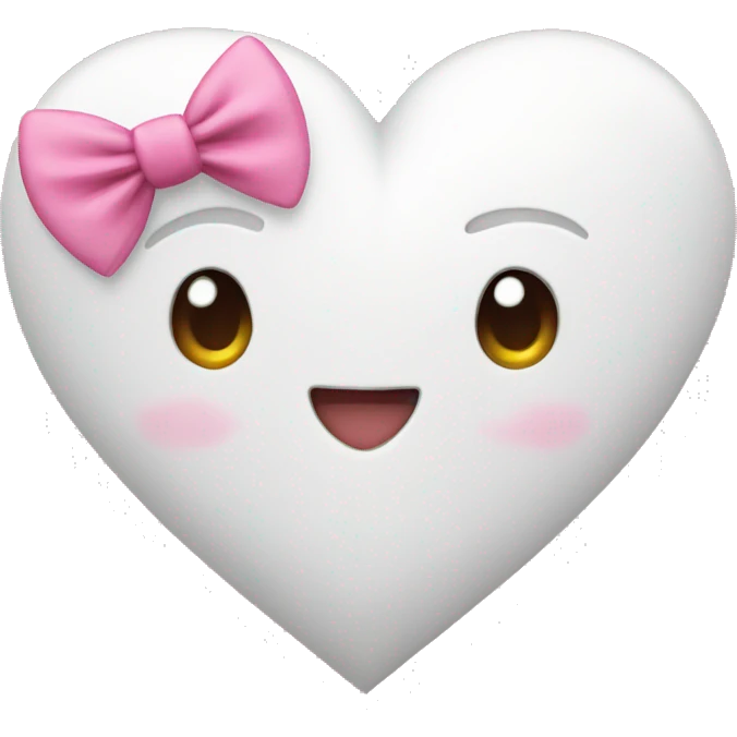 White heart with pink bow  emoji