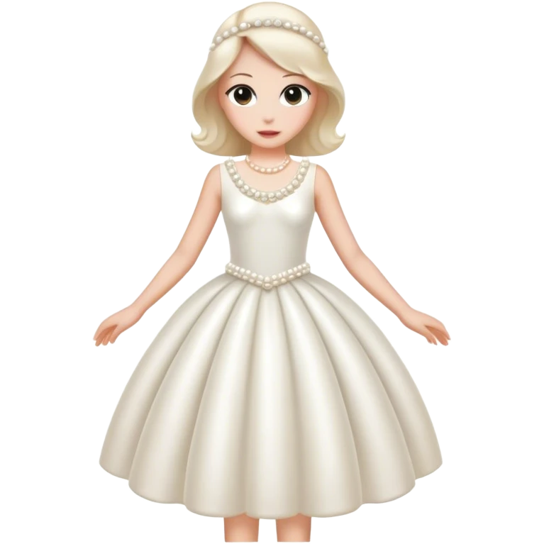 White pearl trim dress emoji