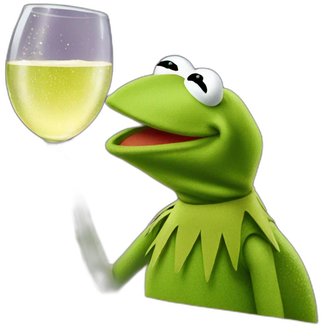 kermit frog drinking sparkling wine emoji