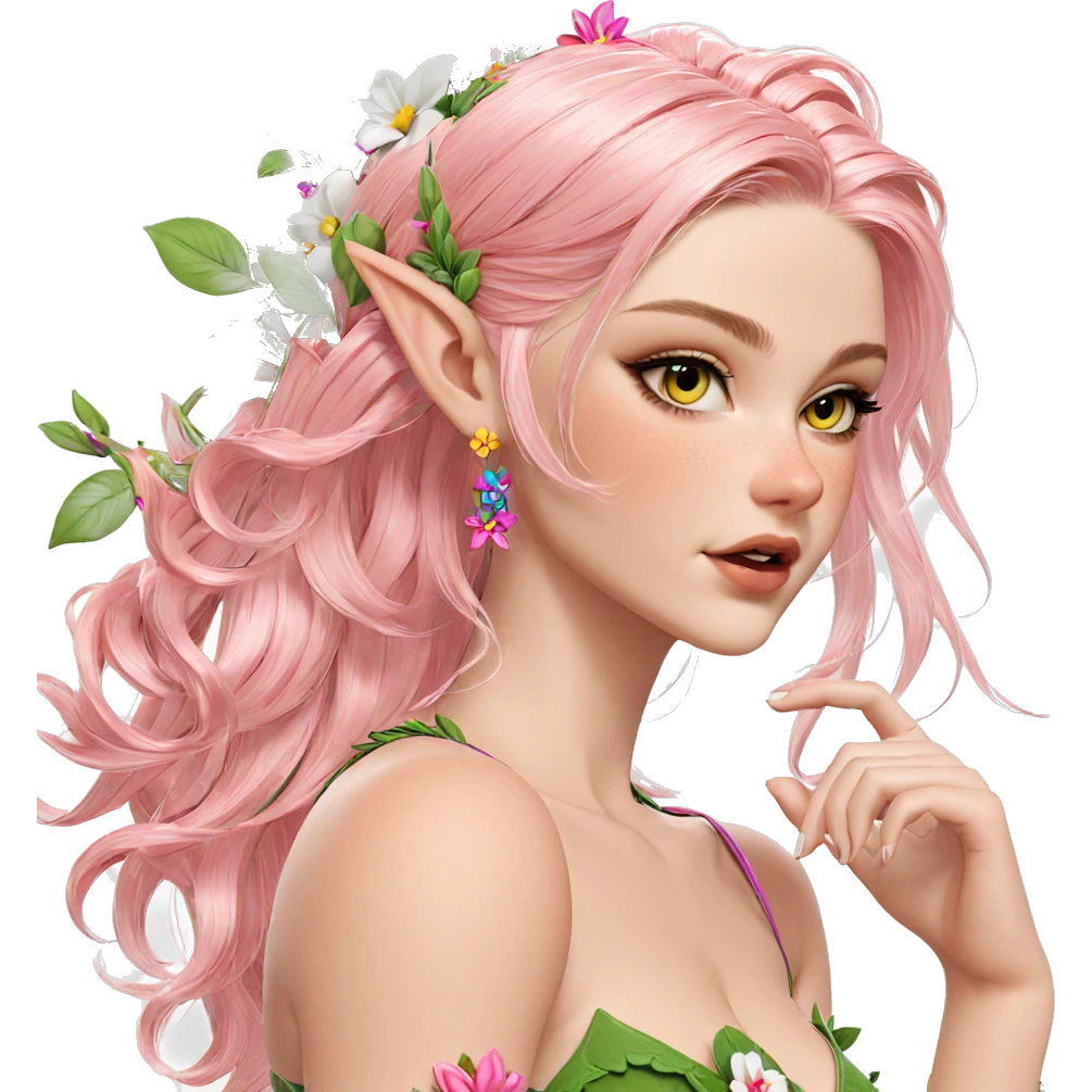 elf girl with flower accessory emoji
