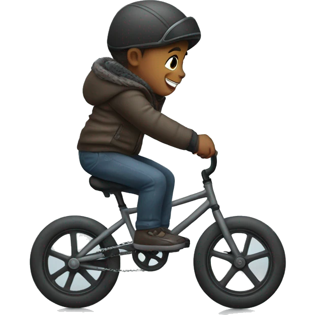 Baby riding bike in winter clot emoji