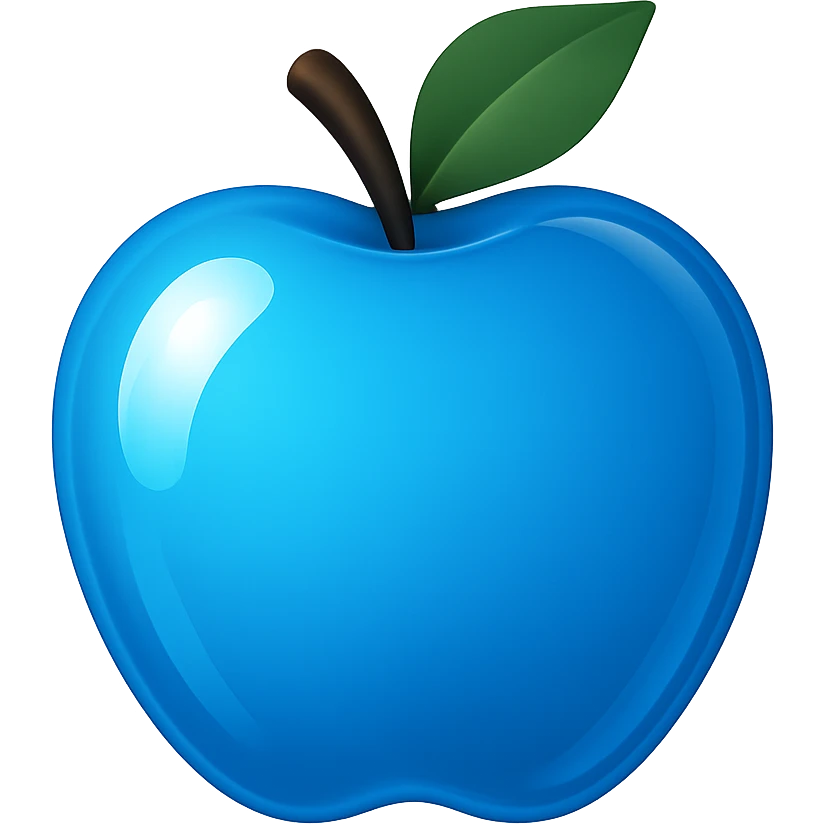 Make the blue part more vibrant and glass glossy, no symbols, no sword, in apple emoji style. emoji