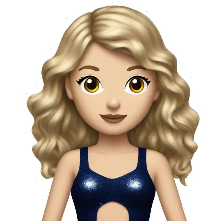 Realistic Taylor swift wearing navy blue glittery bodysuit and long hair emoji
