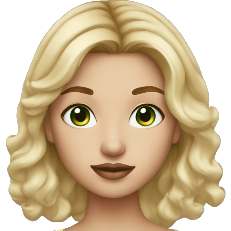 woman green eyes, blonde ombré hair with freckle emoji