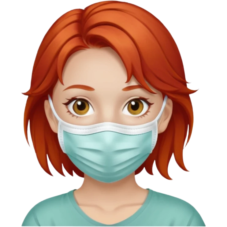 Red hair girl with face mask emoji