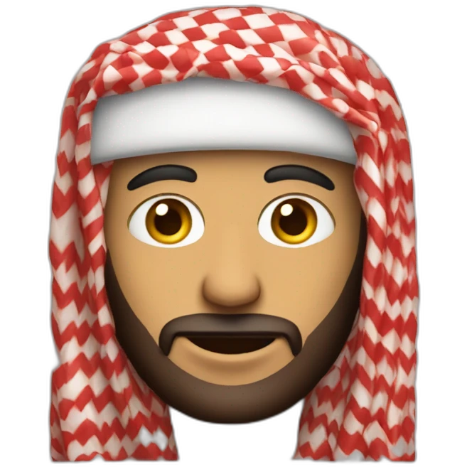 arab man with red koufiyeh used to cover the face emoji