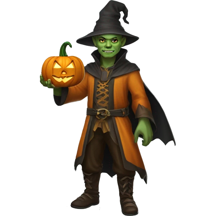 half-orc male wizard necromancer pumpkin emoji