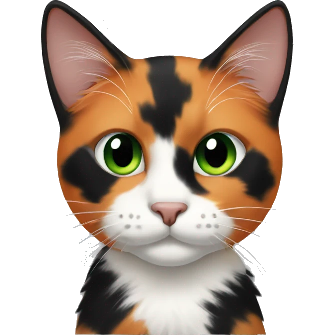 Calico cat with green eyes and orange and black fur emoji