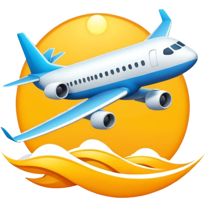 holiday incoming with airplane and sun, dynamic movement or arrival effect, suitable for Slack status emoji emoji