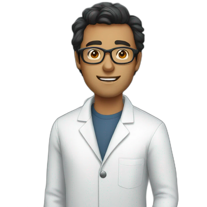 White man dark hair wearing glasses in a chemistry lab  emoji