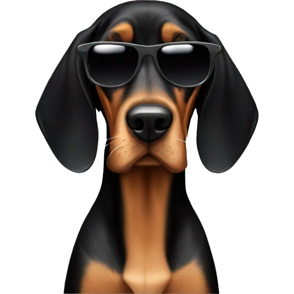 Black and tan coonhound with sunglasses emoji