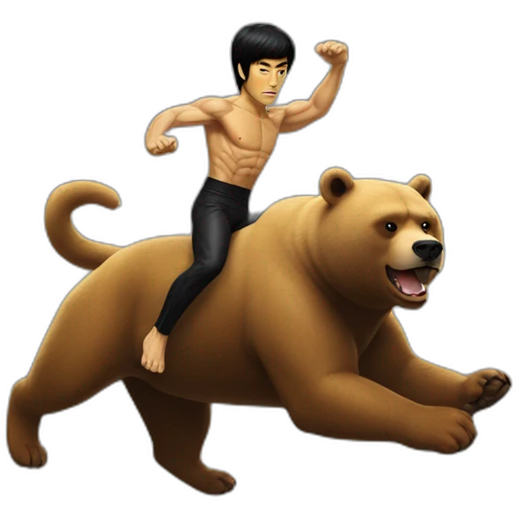 Bruce lee riding a bear emoji