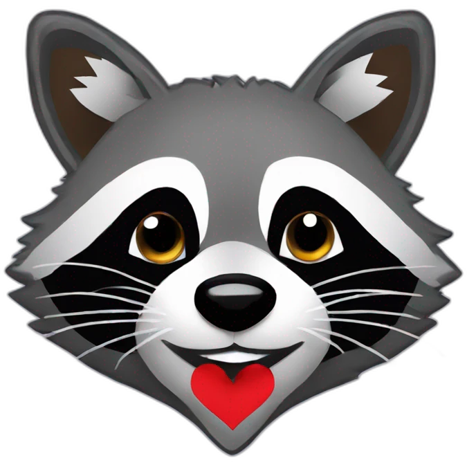 A racoon in pixel art style, showing love with hearts around him emoji