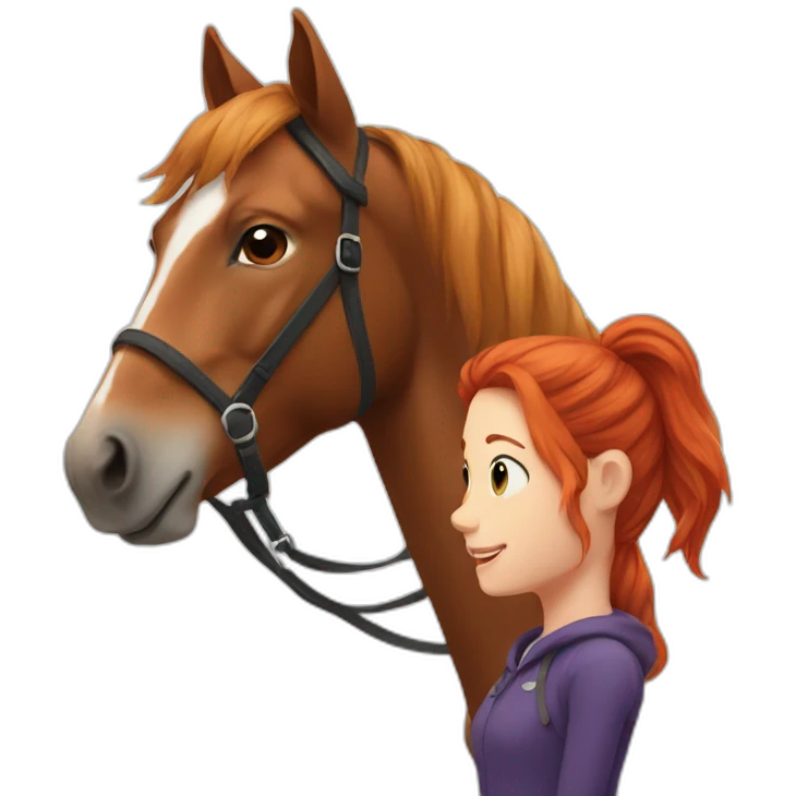Horse with spots next to a red-haired girl emoji