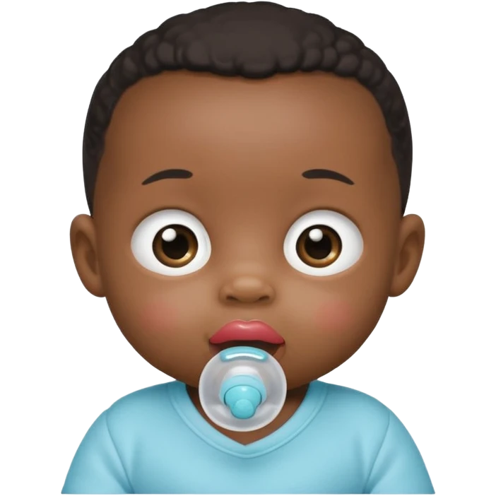 Black baby using pacifier blushing binky emoji