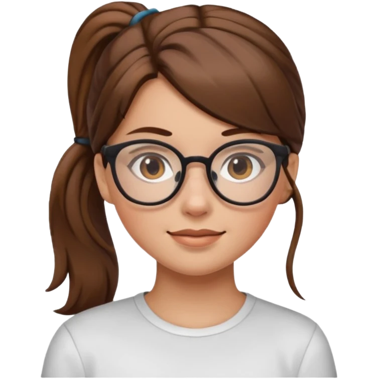 brown haired Ponytail Girl with Glasses emoji