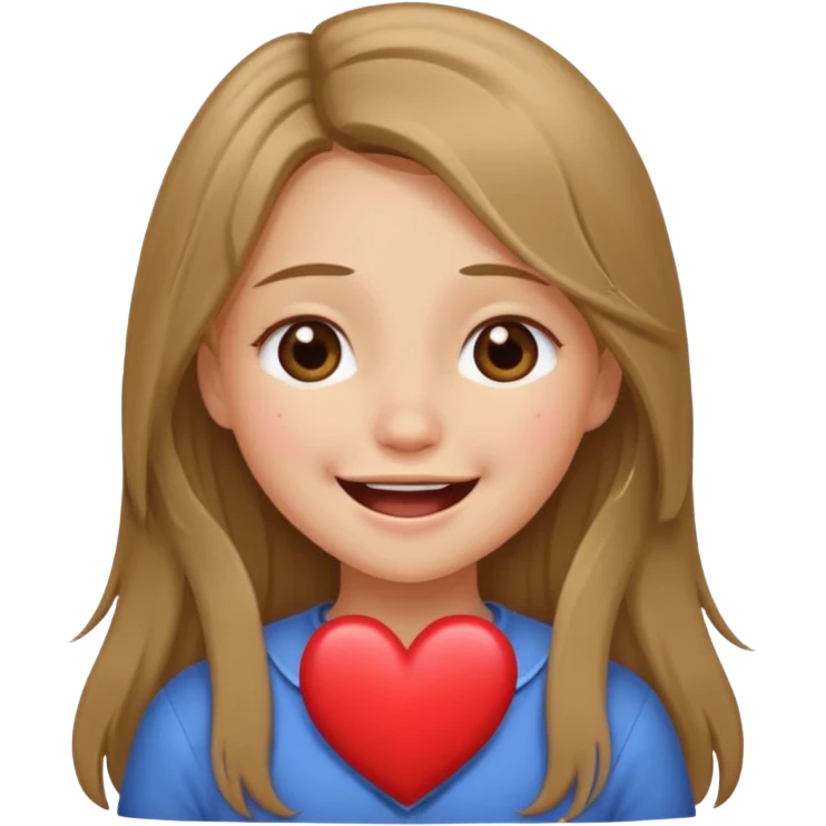 милая девушка с темно русыми длинными волосами, показывает сердечко, смеется до слез, грустит emoji