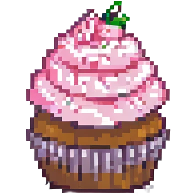 A cupcake with pink icing emoji