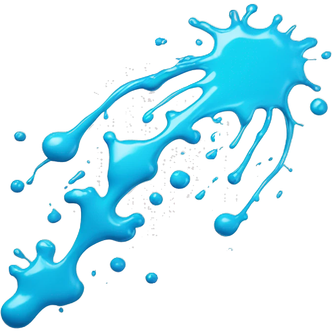 Glowing shiny Cyan blue paint splash splatter drip emoji