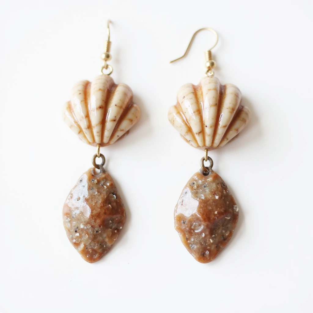 realistic shell-shaped earring, isolated on a transparent background, no visible background emoji