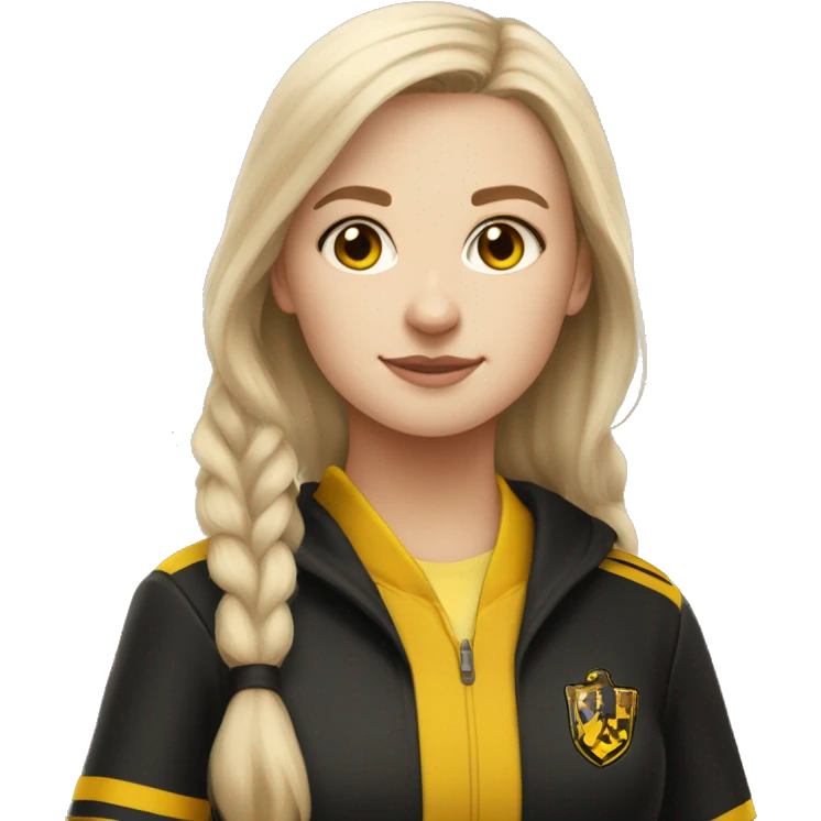 white girl wearing hufflepuff quidditch uniform emoji