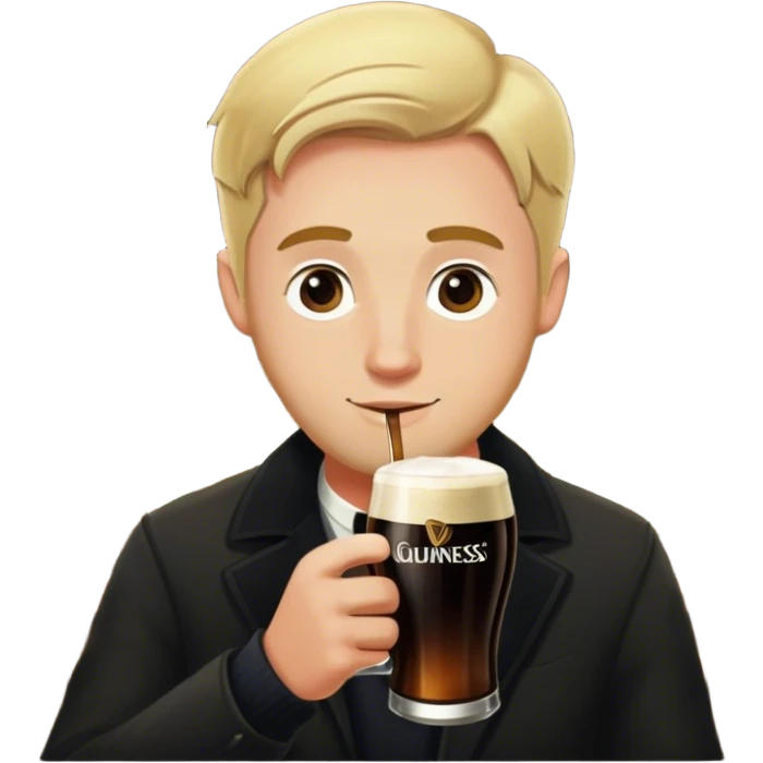 Blonde guy drinking a Guinness in a pub emoji