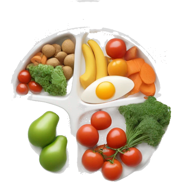 White Plate with sides of balanced healthy food  emoji