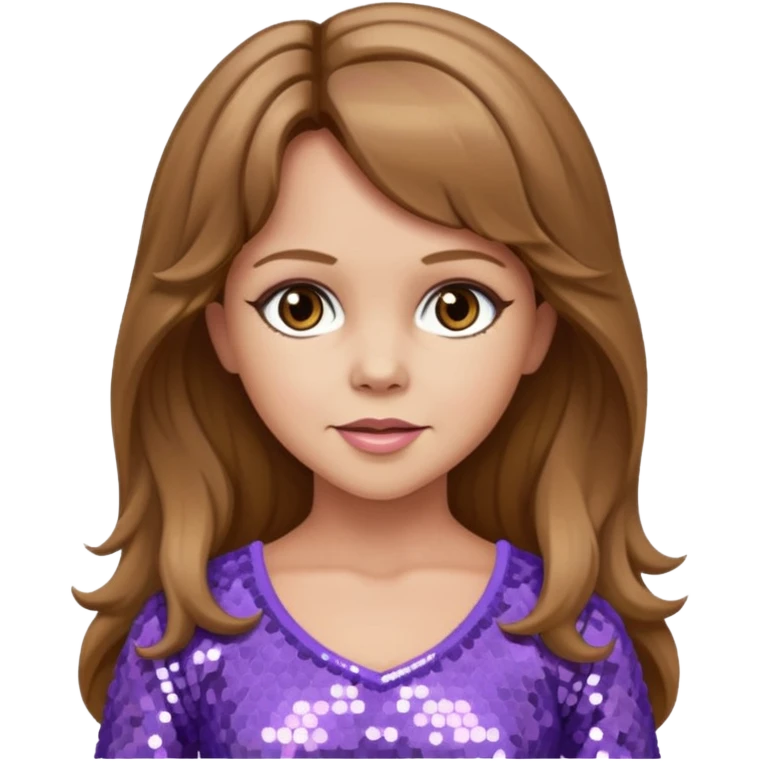 Linda Blair with long light brown hair,  light lavender sequin outfit  emoji