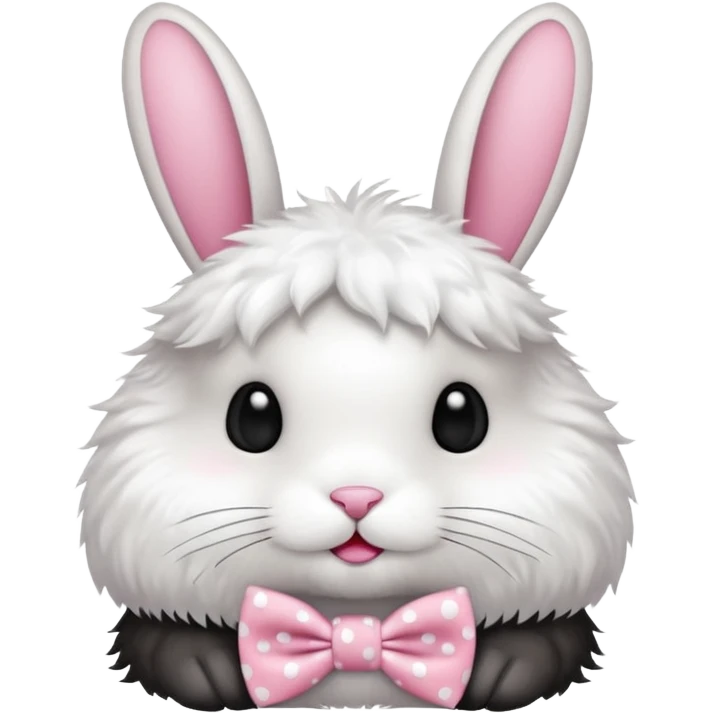 Fluffy rabbit with polka-dot pink bow tie emoji