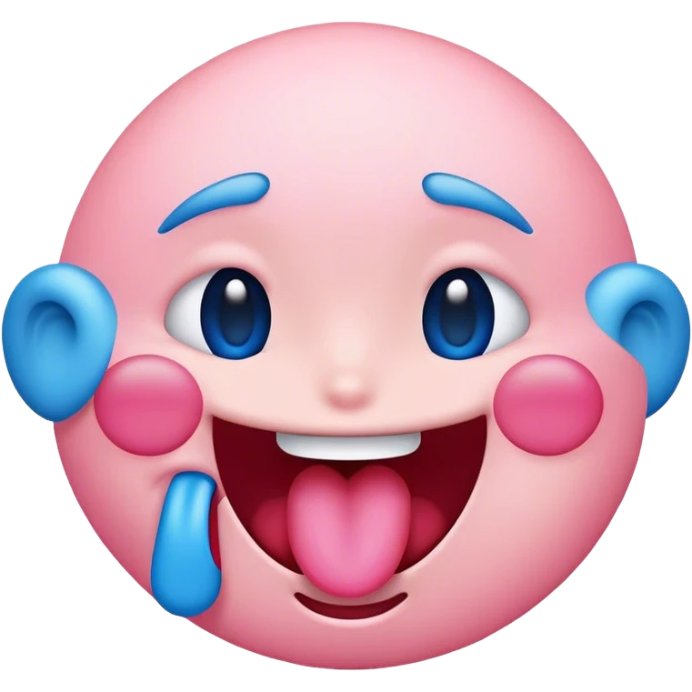 Create a professional and attractive emoji in pink and blue clour about Ahegao – Playful, tongue out, blushing. emoji