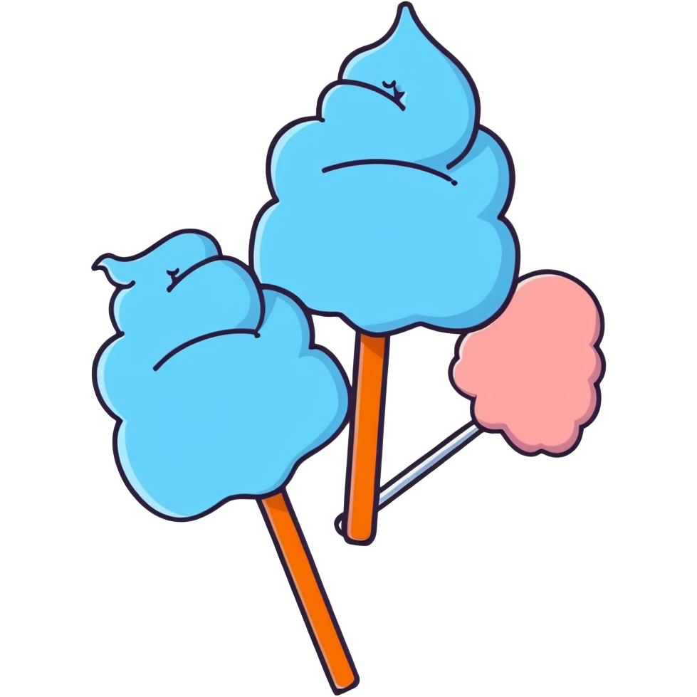 swirly pastel blue cotton candy with sparkling sugar emoji