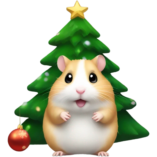 Hamster with Christmas tree  emoji