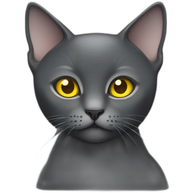 british dark gray short hair cat with gun and yellow eyes emoji