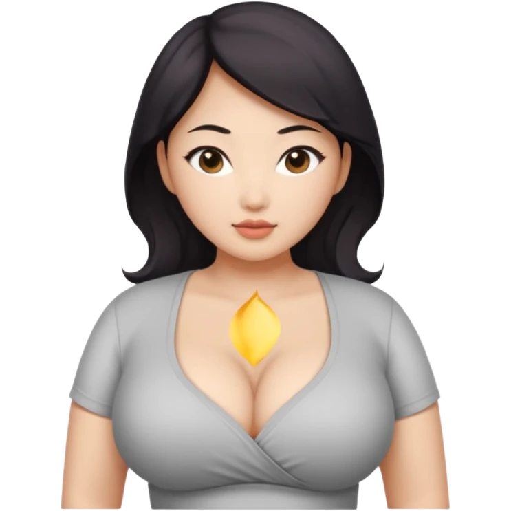 Large breasted thick sexy asian nurse woman with a low cut shirt emoji